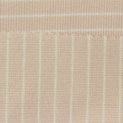White Horizontal-Stripe Rib Knit, Cotton-Poly, 220 gsm