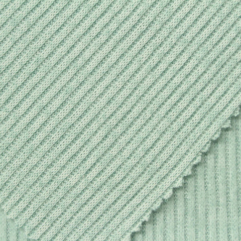 Brushed Polyester Viscose Stretch Rib Knit Fabric, 210 gsm, 160 cm — Green