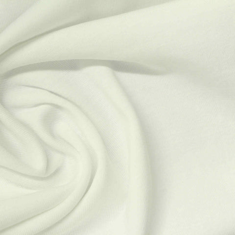Cotton Stretch Rib Knit Fabric, 215 gsm, 165 cm — White