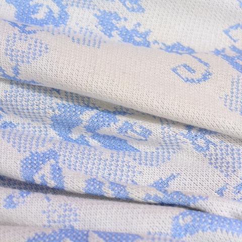 Light Blue Floral Interlock Knit, Polyester