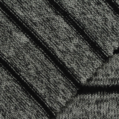 Black Horizontal-Stripe Chunky Knit, Polyester, 220 gsm