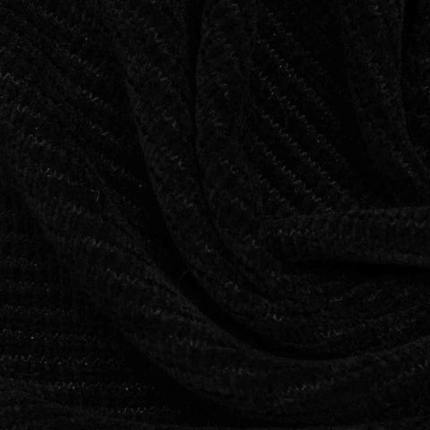 100% Polyester Chenille Fabric, 286 gsm, 175 cm — Black