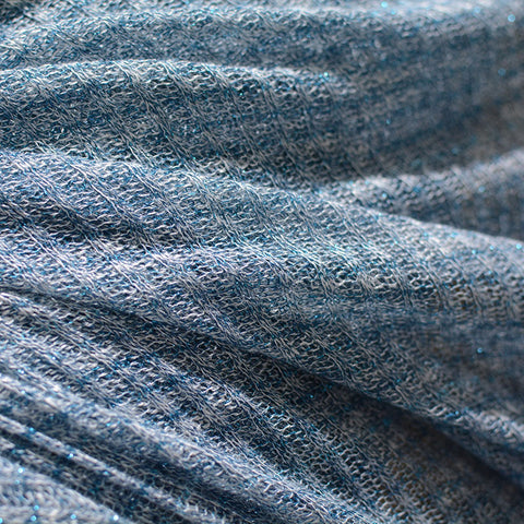 Blue Marl Chunky Knit, Poly-Metallic