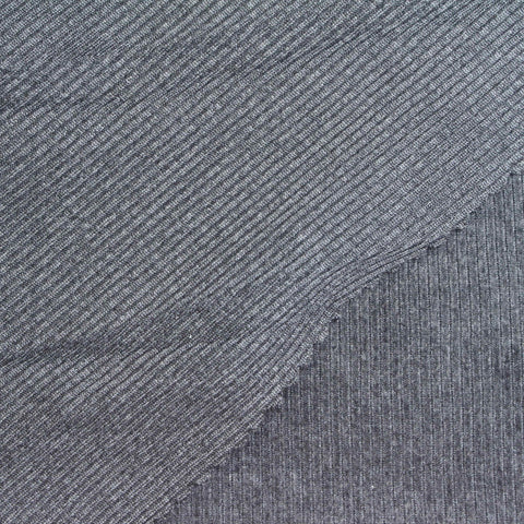 Polyester Stretch Rib Knit Fabric, 240 gsm, 125 cm — Grey