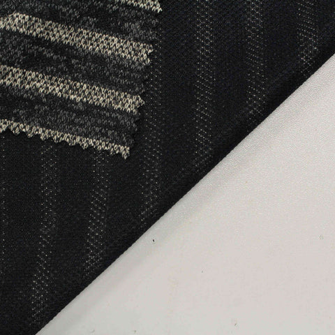 Dark Grey Horizontal-Stripe Rib Knit, Poly-Viscose, 260 gsm