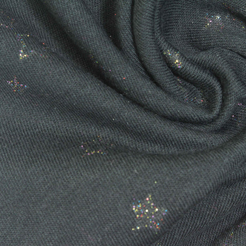 Grey Glitter French Terry, Cotton-Poly