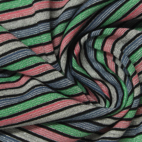 Silver Horizontal-Stripe Knit, Poly-Viscose