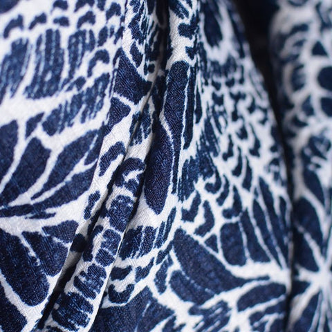 Navy Floral Jacquard, Polyester, 150 gsm