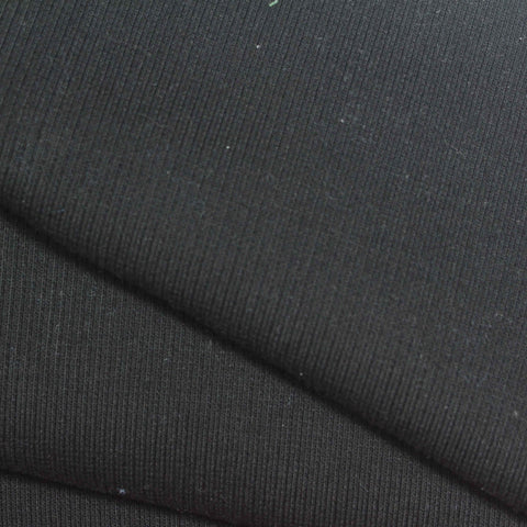 Polyester Stretch Rib Knit Fabric, 465 gsm, 120 cm — Black