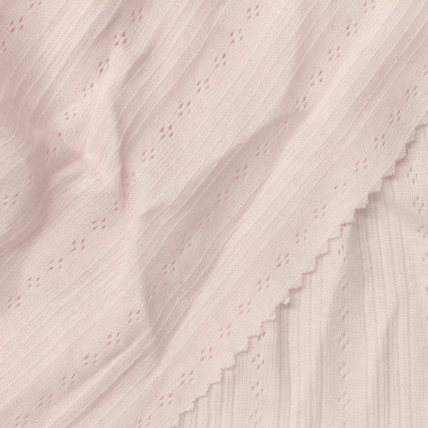 Pale Pink Small-Diamond Rib Knit, Cotton