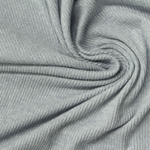 Brushed Polyester Stretch Rib Knit Fabric, 175 gsm, 170 cm — Grey