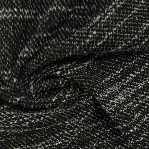 Black Marl Interlock Knit, Polyester, 244 gsm