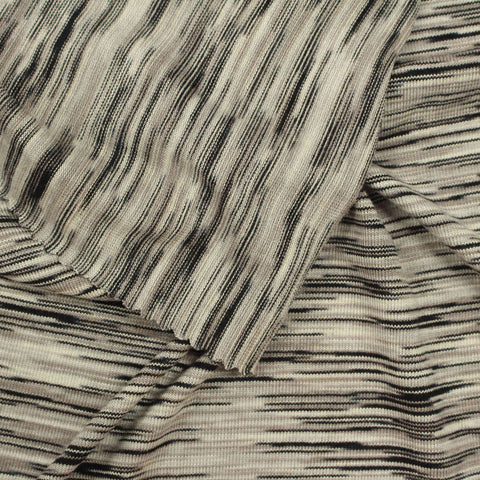Black Horizontal-Stripe Knit, Viscose, 156 gsm