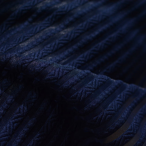 Jacquard Polyester Stretch Knit Fabric, 250 gsm, 160 cm — Navy