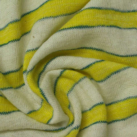 Yellow Horizontal-Stripe Knit, Cotton-Poly