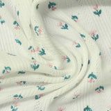 Pink Floral Rib Knit, Poly-Viscose — photo 3