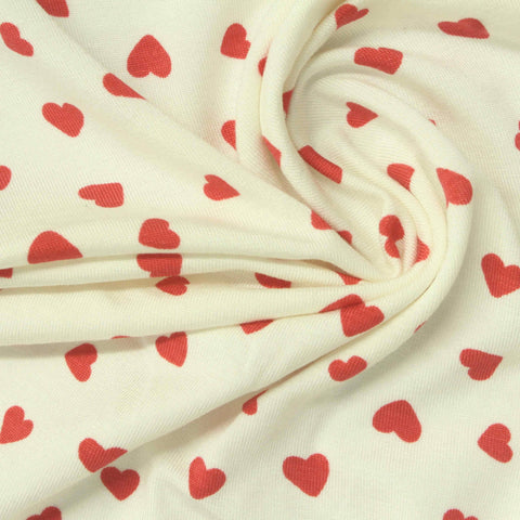 Red Hearts Jersey Knit, Viscose
