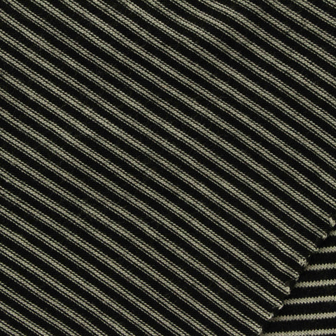 Black Horizontal-Stripe Jersey Knit, Viscose, 193 gsm