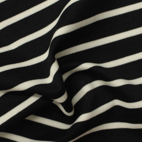 Black Stripes Ponte Knit, Poly-Viscose