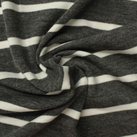 White Stripes Jersey Knit, Viscose, 207 gsm