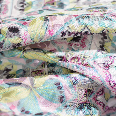 White Butterflies Jacquard, Poly-Cotton