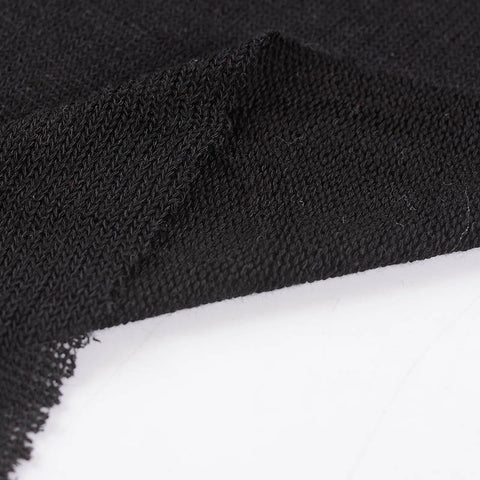 Black Marl Interlock Knit, Poly-Cotton, 286 gsm