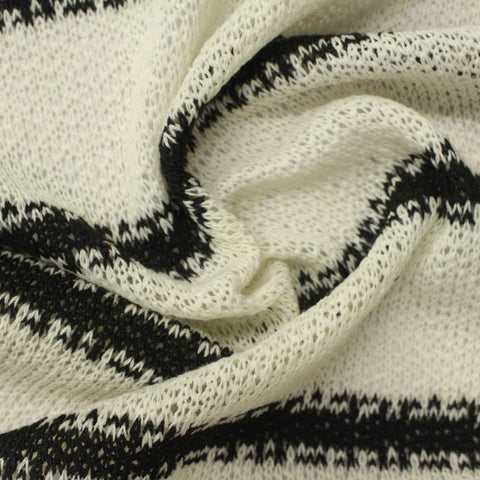 Black Horizontal-Stripe Chunky Knit, Polyester, 186 gsm