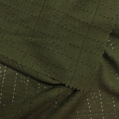 Dark Green Grid Pointelle Knit, Viscose-Nylon