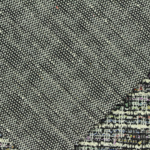 Jacquard Polyester Cotton Stretch Bouclé Fabric, 260 gsm, 156 cm — Black