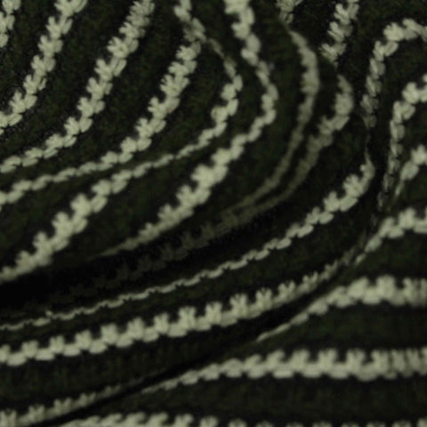 Dark Green Horizontal-Stripe Interlock Knit, Poly-Acrylic