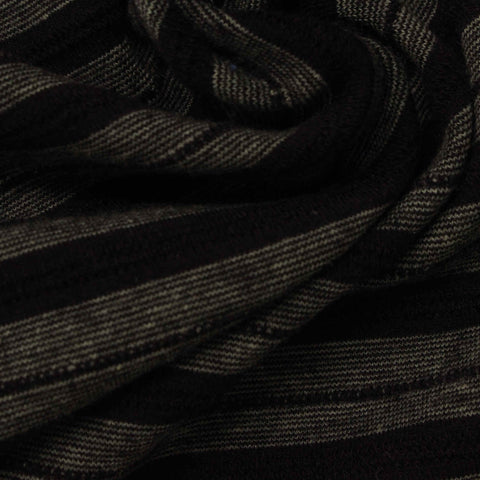Heather Grey Horizontal-Stripe Jersey Knit, Poly-Viscose