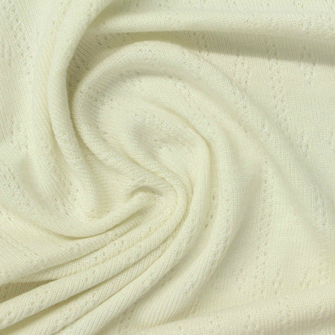 Cream Small-Diamond Pointelle Knit, Poly-Viscose