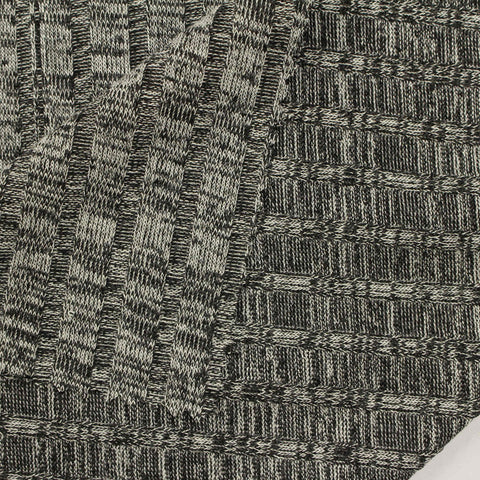 Black Heathered-Marl Rib Knit, Poly-Viscose, 205 gsm, 165 cm