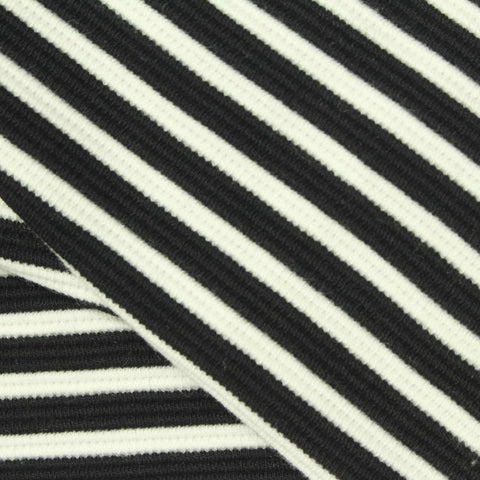 Black Horizontal-Stripe Knit, Poly-Viscose, 436 gsm