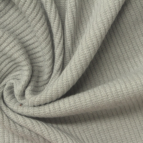 Brushed Polyester Viscose Stretch Rib Knit Fabric, 180 gsm, 170 cm — Grey