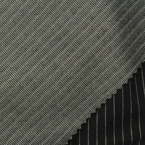 Black Vertical-Pinstripe Ponte Knit, Polyester