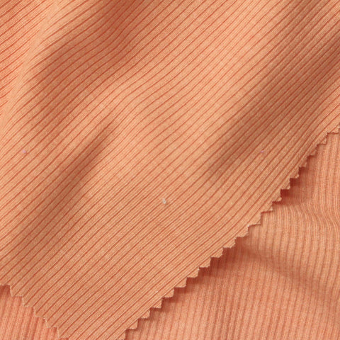 Polyester Viscose Stretch Rib Knit Fabric, 255 gsm, 127 cm — Orange