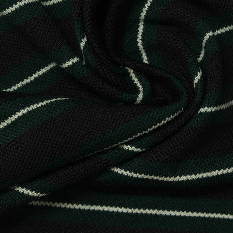 Black Horizontal-Stripe Piqué Knit, Poly-Viscose