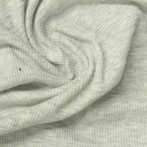 Light Grey Marl Rib Knit, Polyester, 330 gsm, 120 cm