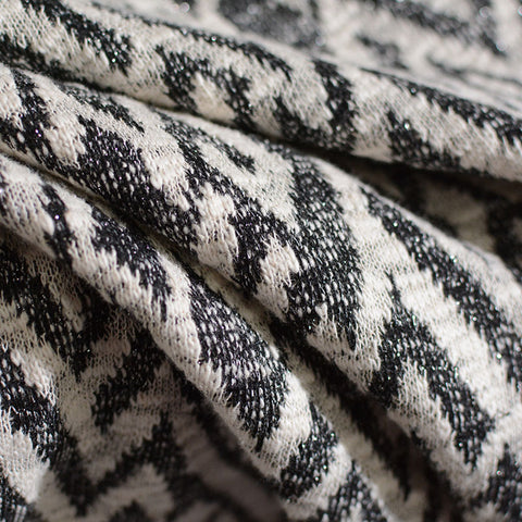 Black Geometric-Zigzag Chunky Knit, Cotton-Poly