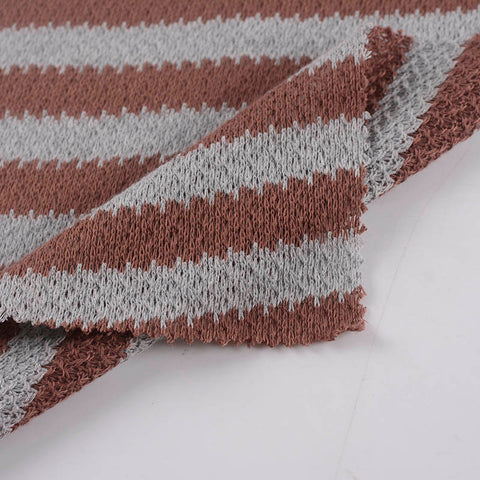 Brown Irregular-Stripe Jersey Knit, Polyester