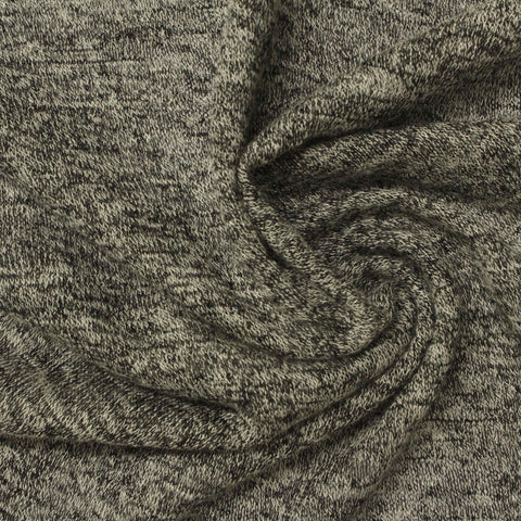 Dark Grey Marl Chunky Knit, Viscose-Poly, 140 gsm