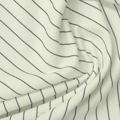 Dark Grey Vertical-Stripe Linen-Look, Polyester