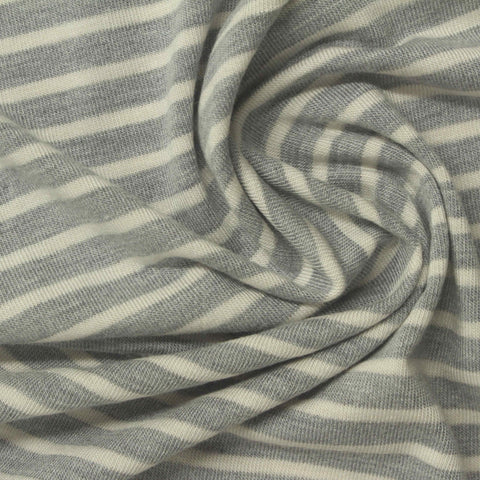 Grey Stripes Jersey Knit, Modal-Poly