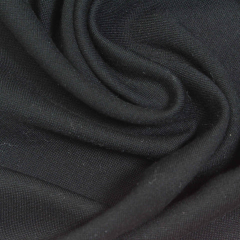 Viscose Nylon Stretch Ponte Knit Fabric, 380 gsm, 160 cm — Black