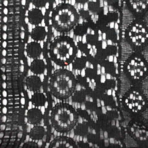 Black Geometric Lace, Cotton-Nylon
