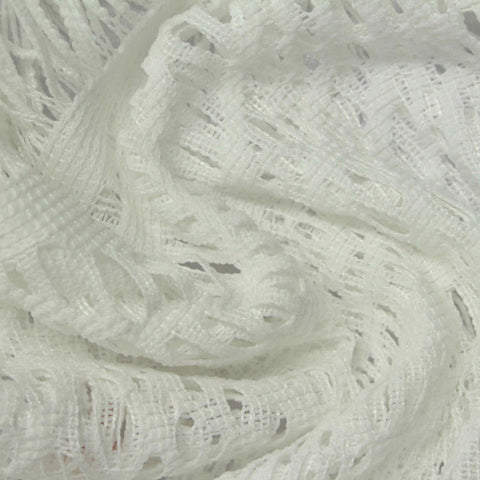 White Openwork Knit, Polyester, 100 gsm