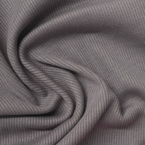 Cotton Polyester Stretch Rib Knit Fabric, 300 gsm, 145 cm — Grey