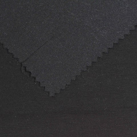 Polyester Cotton Stretch Scuba Knit Fabric, 289 gsm, 170 cm — Black
