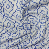 Blue Geometric Jersey Knit, Polyester — photo 3